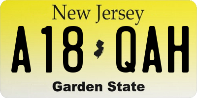 NJ license plate A18QAH