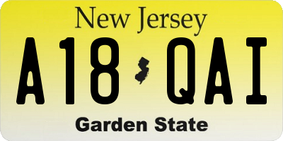 NJ license plate A18QAI