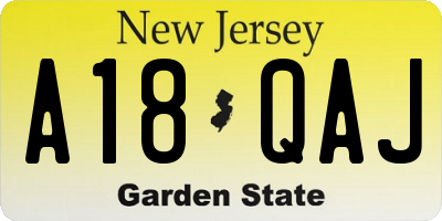 NJ license plate A18QAJ