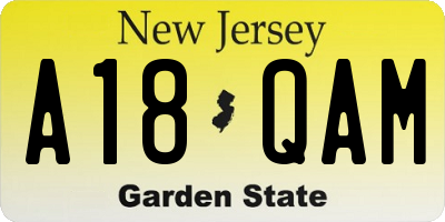 NJ license plate A18QAM