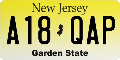 NJ license plate A18QAP