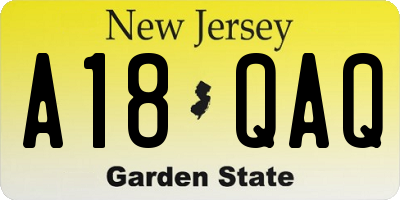 NJ license plate A18QAQ