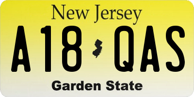 NJ license plate A18QAS