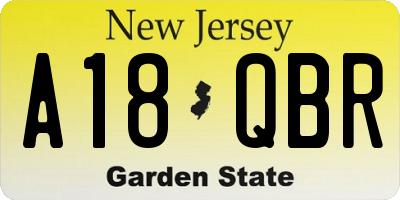 NJ license plate A18QBR
