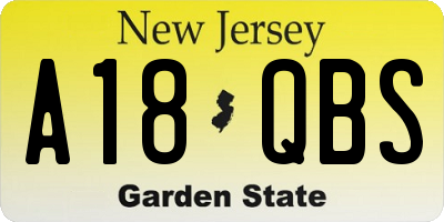 NJ license plate A18QBS