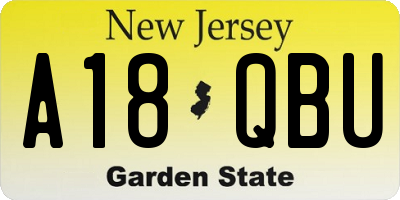 NJ license plate A18QBU