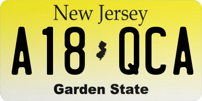 NJ license plate A18QCA