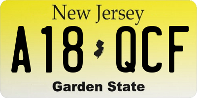 NJ license plate A18QCF
