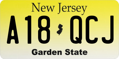 NJ license plate A18QCJ