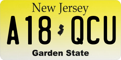 NJ license plate A18QCU