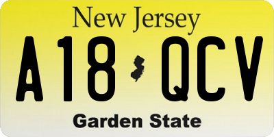 NJ license plate A18QCV