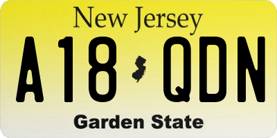 NJ license plate A18QDN