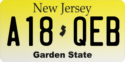 NJ license plate A18QEB