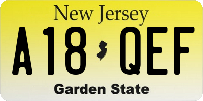 NJ license plate A18QEF