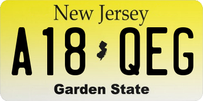 NJ license plate A18QEG