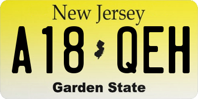 NJ license plate A18QEH