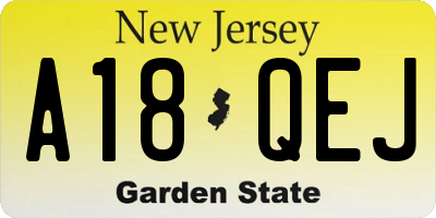 NJ license plate A18QEJ