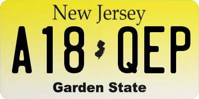 NJ license plate A18QEP