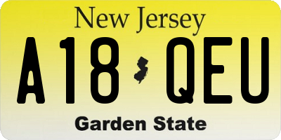 NJ license plate A18QEU