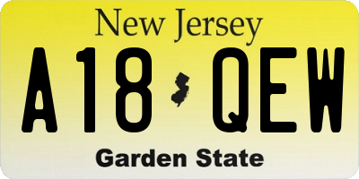 NJ license plate A18QEW