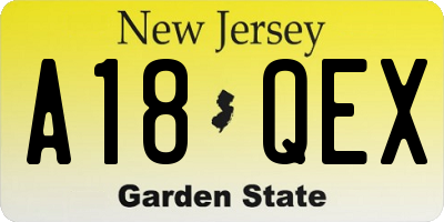 NJ license plate A18QEX