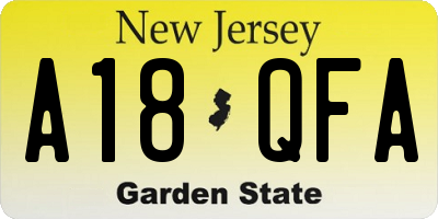 NJ license plate A18QFA