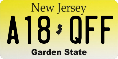 NJ license plate A18QFF