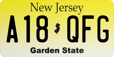 NJ license plate A18QFG