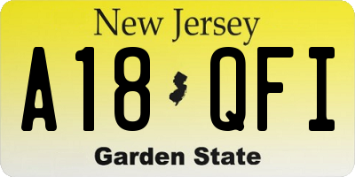NJ license plate A18QFI