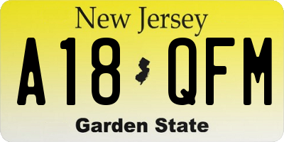 NJ license plate A18QFM