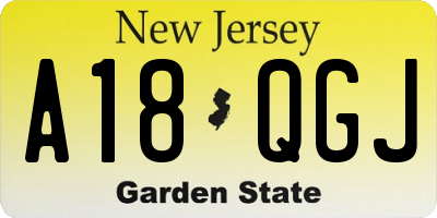 NJ license plate A18QGJ