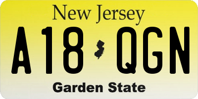 NJ license plate A18QGN