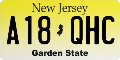 NJ license plate A18QHC