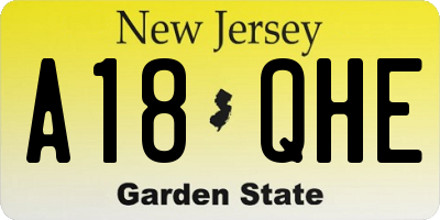 NJ license plate A18QHE