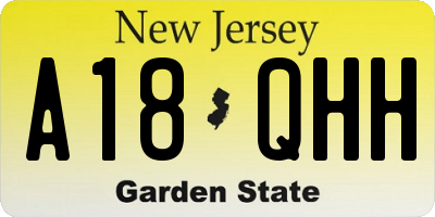NJ license plate A18QHH