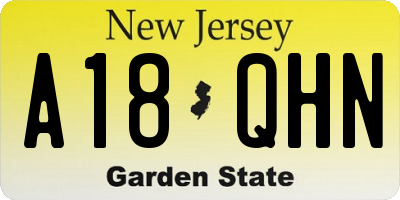 NJ license plate A18QHN