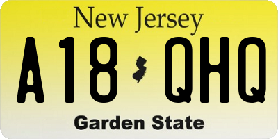 NJ license plate A18QHQ