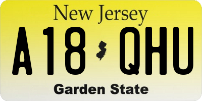 NJ license plate A18QHU