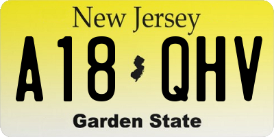 NJ license plate A18QHV