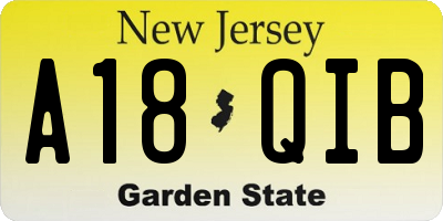 NJ license plate A18QIB