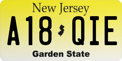 NJ license plate A18QIE
