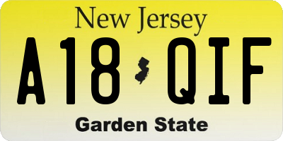 NJ license plate A18QIF