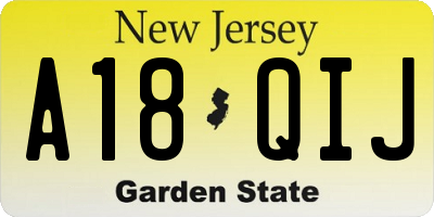 NJ license plate A18QIJ