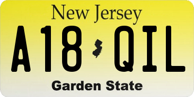 NJ license plate A18QIL