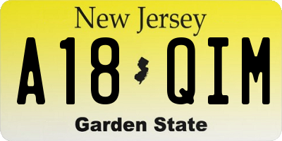 NJ license plate A18QIM