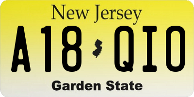 NJ license plate A18QIO
