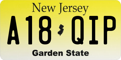 NJ license plate A18QIP