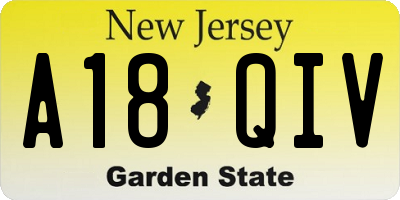 NJ license plate A18QIV