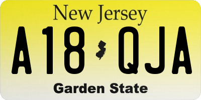 NJ license plate A18QJA
