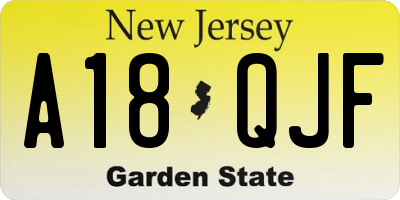 NJ license plate A18QJF
